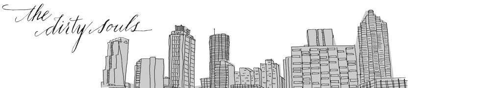 The Dirty Souls — hand-drawn script over a sketched Atlanta skyline